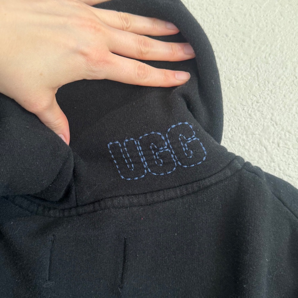 UGG RTW Black Fleece Lined Full Zip Hoodie Jacket Womens Size Medium Cozy Lounge - Picture 10 of 14